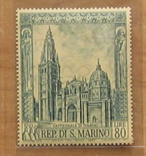 西班牙 历史名城托莱多【圣马力诺1967年发行托莱多大教堂】.JPG