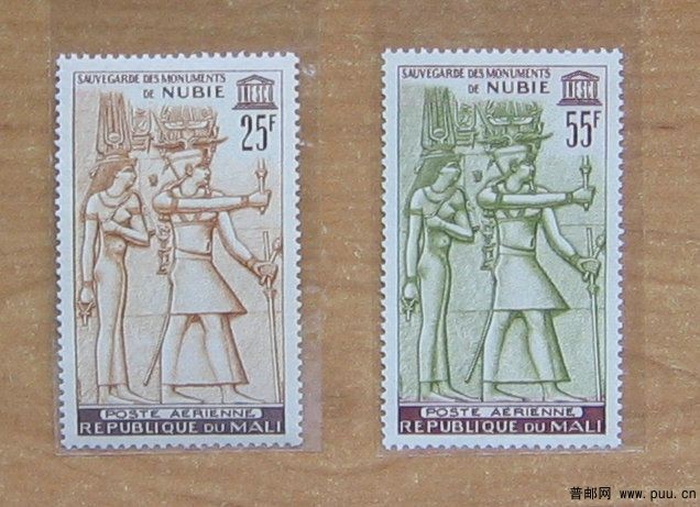 埃及努比亚遗址保护--奥姆奥姆巴的克利奥帕特拉女王和托勒密航空邮票（马里1964年发行.jpg