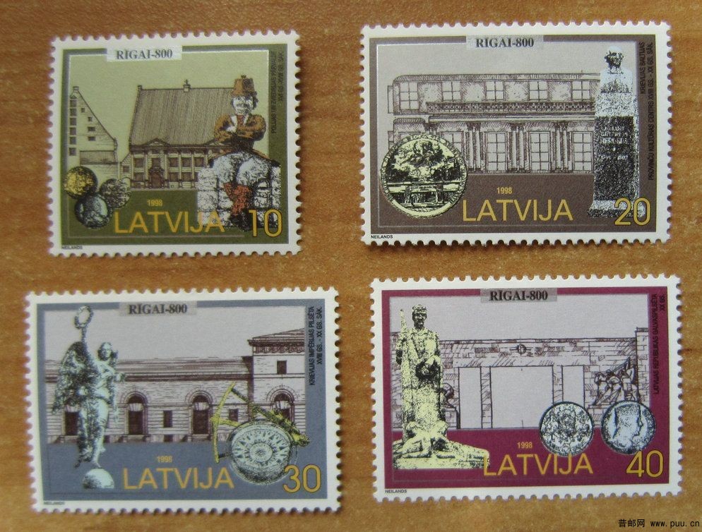 拉脱维亚 里加历史中心【1998年发行里加建城800周年：Dannenstern楼、市图书馆、公墓.jpg