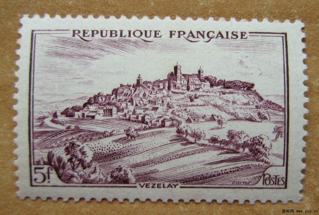法国 韦兹莱的教堂和山丘【1946年发行】.jpg
