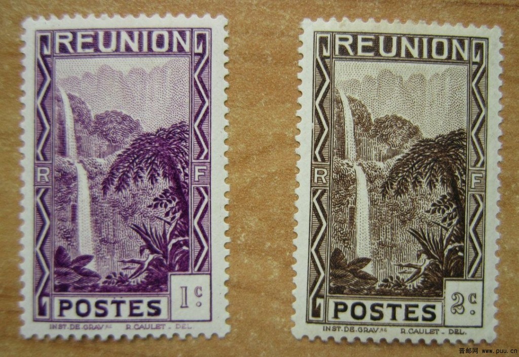 法国 留尼汪岛的山峰，冰斗和峭壁【法属留尼汪岛1931年发行萨拉兹火山群的瀑布】.jpg.jpg