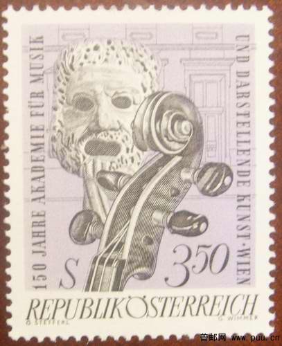 奥地利67年演员面貝与小提琴1全4元