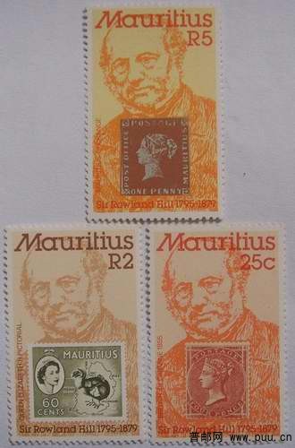 毛里求斯79年罗兰.希厼逝世百年票中票3全12元