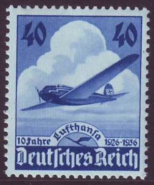 德国1936年汉莎航空公司10周年亨克尔飞机1全新 原胶未贴1.jpg