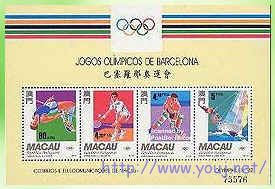 图在1992年巴塞罗那奥运会期间，中国澳门也发行一套含有羽毛球运动的小版张 ...