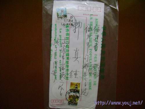 台湾寄大陆，用邮局专制塑料袋式代封袋，还是少见。