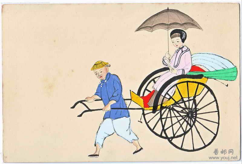清代邮资明信片手绘图1