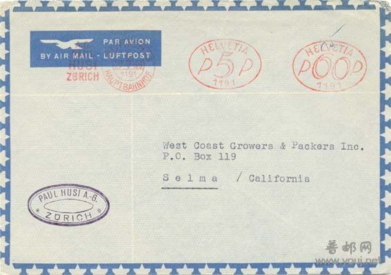 瑞士苏黎士邮资机戳封.jpg
