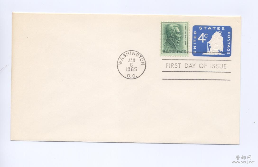 1965.01.04美国凹凸邮资封（官封）.jpg