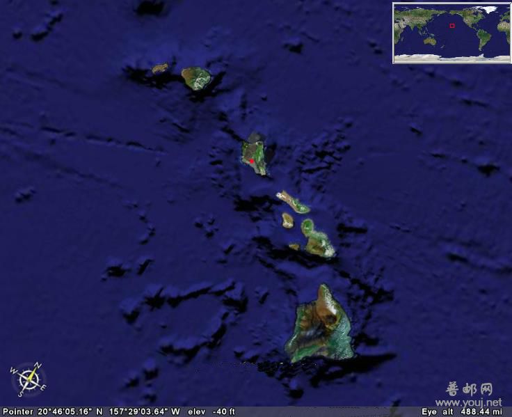 空中看珍珠港所在的岛屿