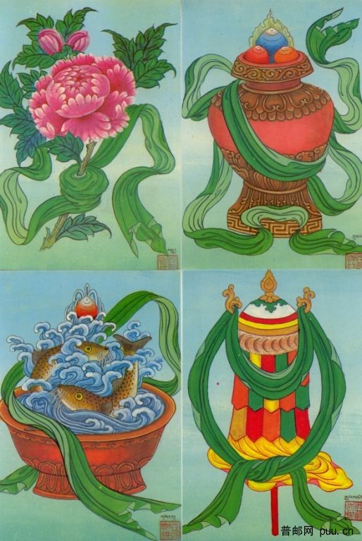 妙莲、宝瓶、金鱼、胜利幢