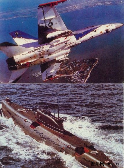 上:美国大黄蜂攻击机;下:苏联巡航导弹潜艇