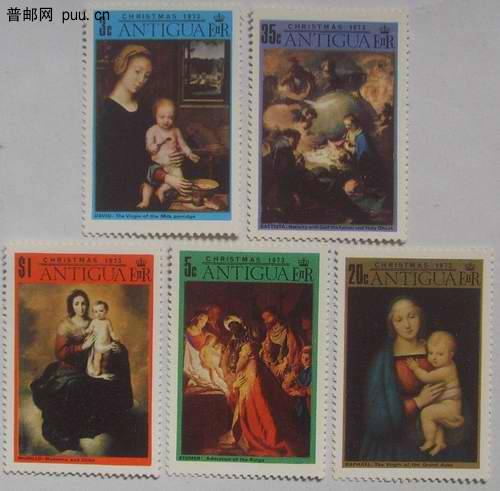 安提瓜73年世界名画(母与子)5全20元